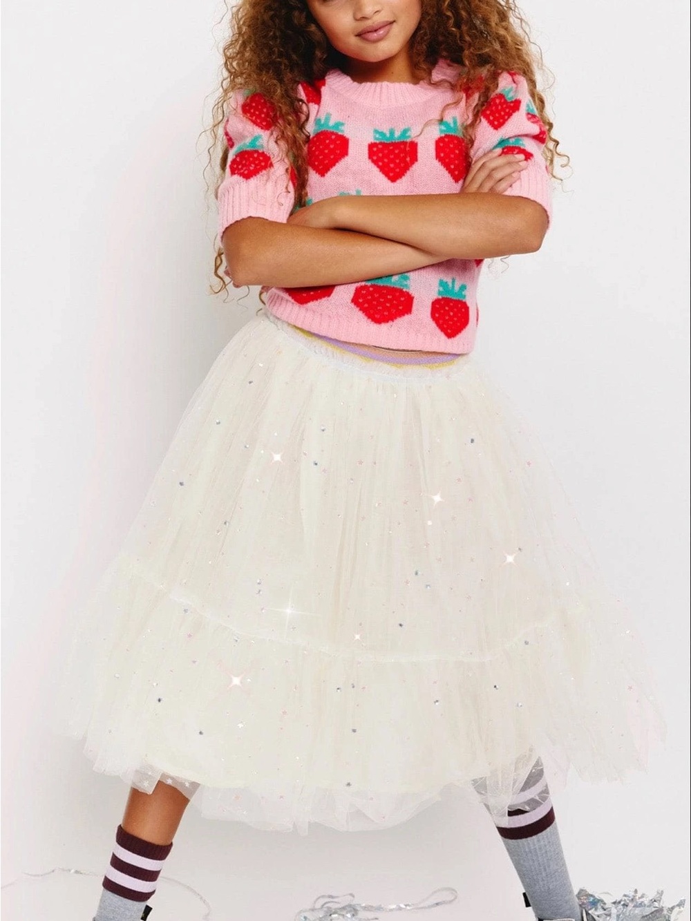 Lola + The Boys Midi Sparkle Tulle Skirt